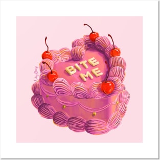 Bite Me! Sassy heart shaped cake art Posters and Art